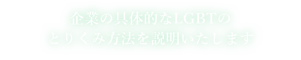 企業の具体的なLGBTのとりくみ方法を説明いたします